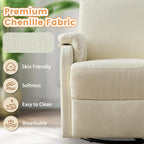 Korser Recliner Chair, Swivel Rocking Recliner Chair For Adults, Glider Rocking Chair, Small Nursery Chair Recliner For Living Room, Reclining Chair With Modern-Designed Armrests, Chenille, Beige