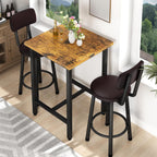 Recaceik 3 Piece Pub Dining Set, Modern Bar Table And Stools For 2 Kitchen Counter Height Wood Top Bistro Easy Assemble For Breakfast Nook Living Room Small Space Restaurant