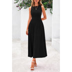 Prettygarden Spring Casual Dresses For Women 2026 Summer Business Work Midi Sleeveless A Line Pleated Cocktail Dress