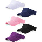 Geyoga 5 Pcs Sports Visor Hats Women Men Adjustable Empty Sun Top Hat Visor for Tennis Baseball Golf Athletic Cycling Running(Navy, Black, White, Pink, Purple)