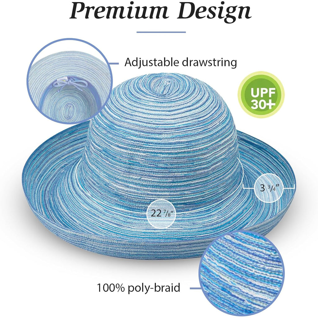 Wallaroo Hat Company Women's Sydney Sun Hat - UPF 30+ Sun Protection, Packable, Adjustable - Beach, Travel, Wide Brim Seafoam