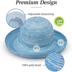 Wallaroo Hat Company Women's Sydney Sun Hat - UPF 30+ Sun Protection, Packable, Adjustable - Beach, Travel, Wide Brim Seafoam