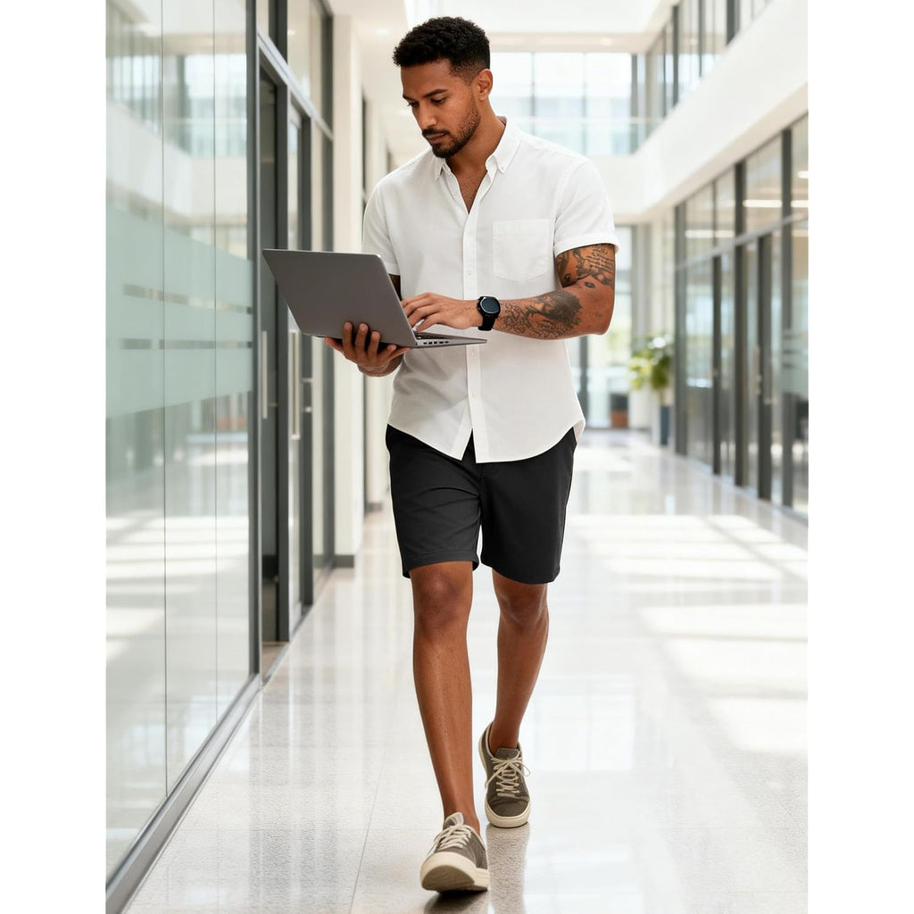 Mens Dress Golf Shorts 7 Inch Water Resistant Quick Dry 4 Pockets | Flat Front Chino Shorts,Sretch Lightweight Moisture Wicking,Classic Fit Suitable For Casual Daily,Office,Business And Work