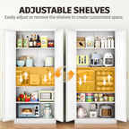 71”Tall Kitchen Pantry Cabinet, Metal Storage Cabinet With Doors And Shelves (White)