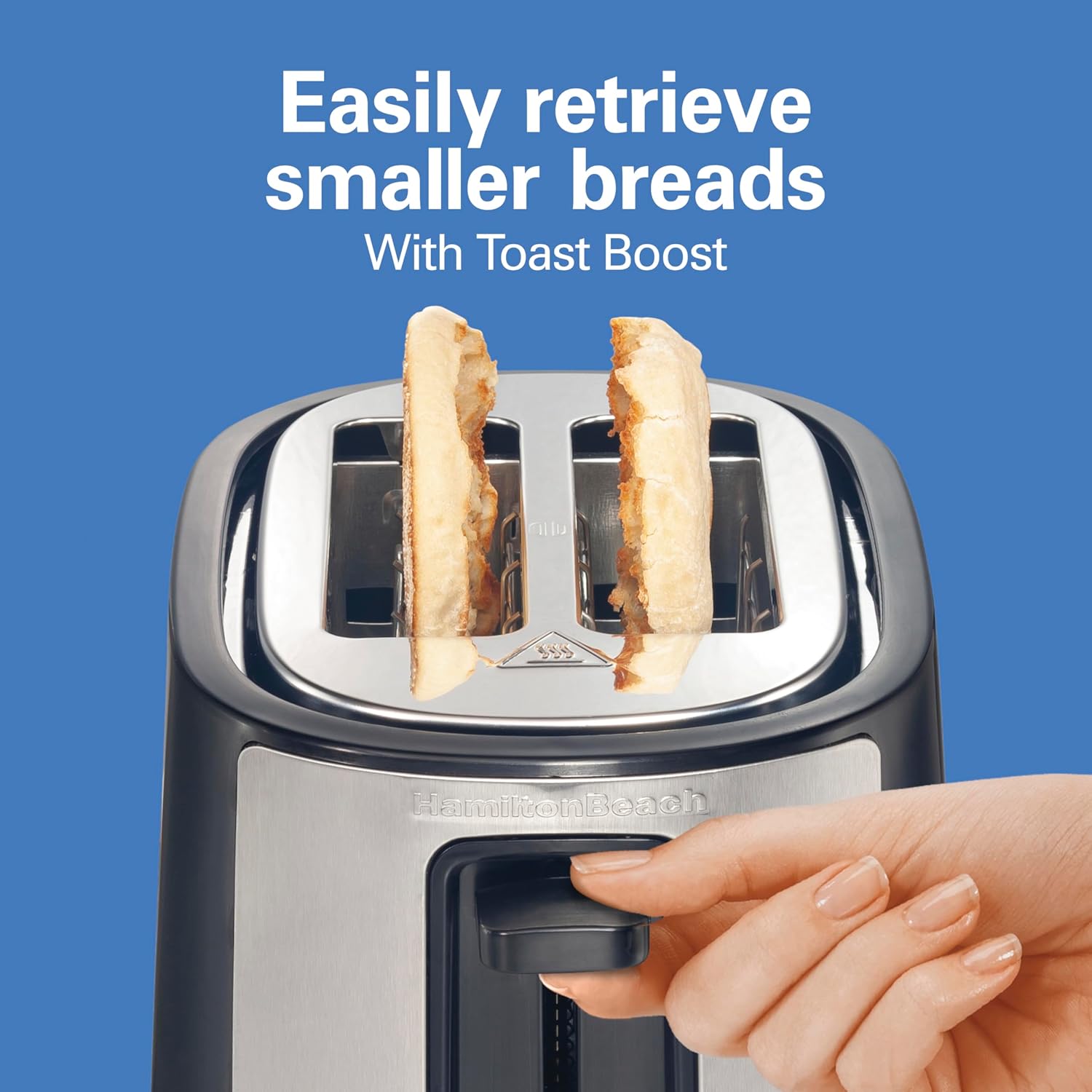 Hamilton Beach 2 Slice Extra Wide Slot Toaster with Bagel & Defrost Settings, Shade Selector with 7 Browning Levels, Toast Boost, Auto Shutoff, Black & Stainless Steel (22633)