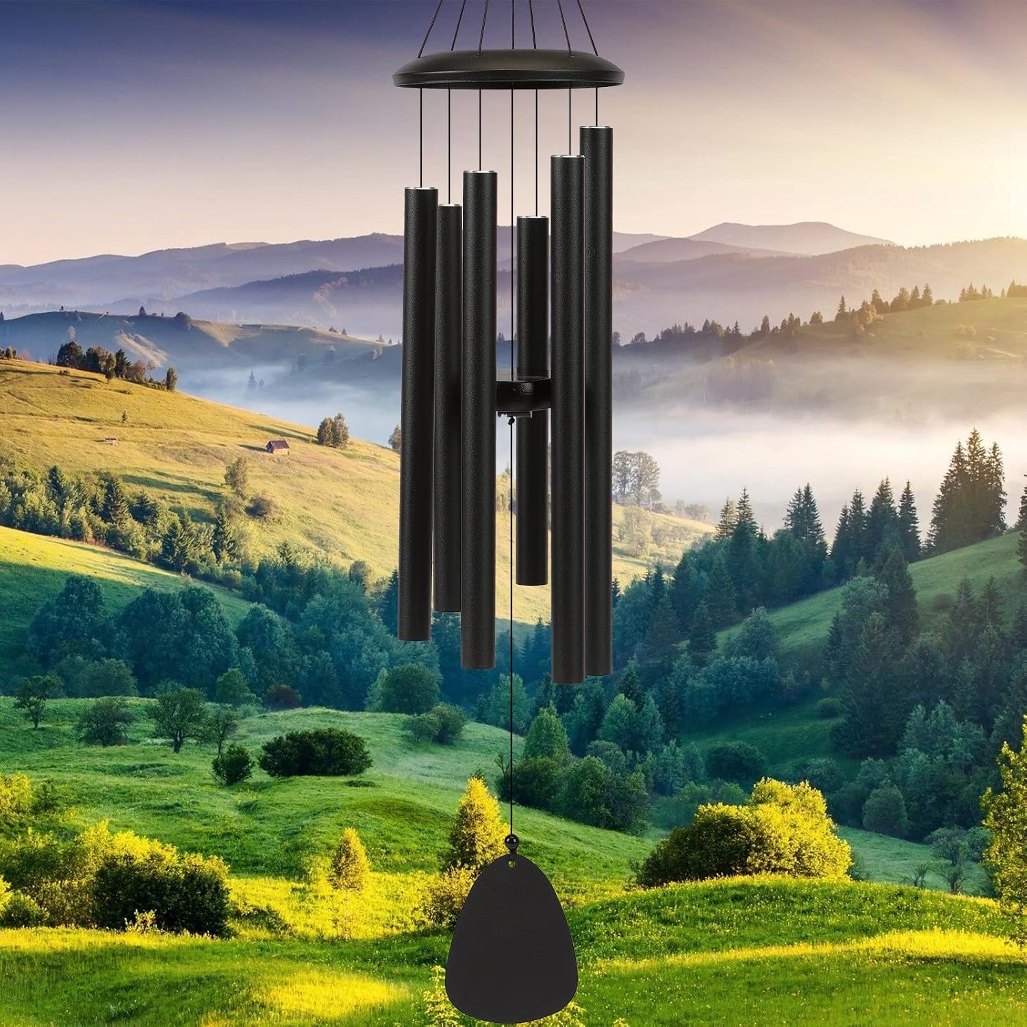 Fsvgyy Wind-Chimes-Outdoor-Large-Decor, Deep Tone Soothing Melodic Tones Windchimes, Wind Chimes For Outside, Memorial Wind Chime Best Gift For Mom Women Grandma Neighbors（32" Black）