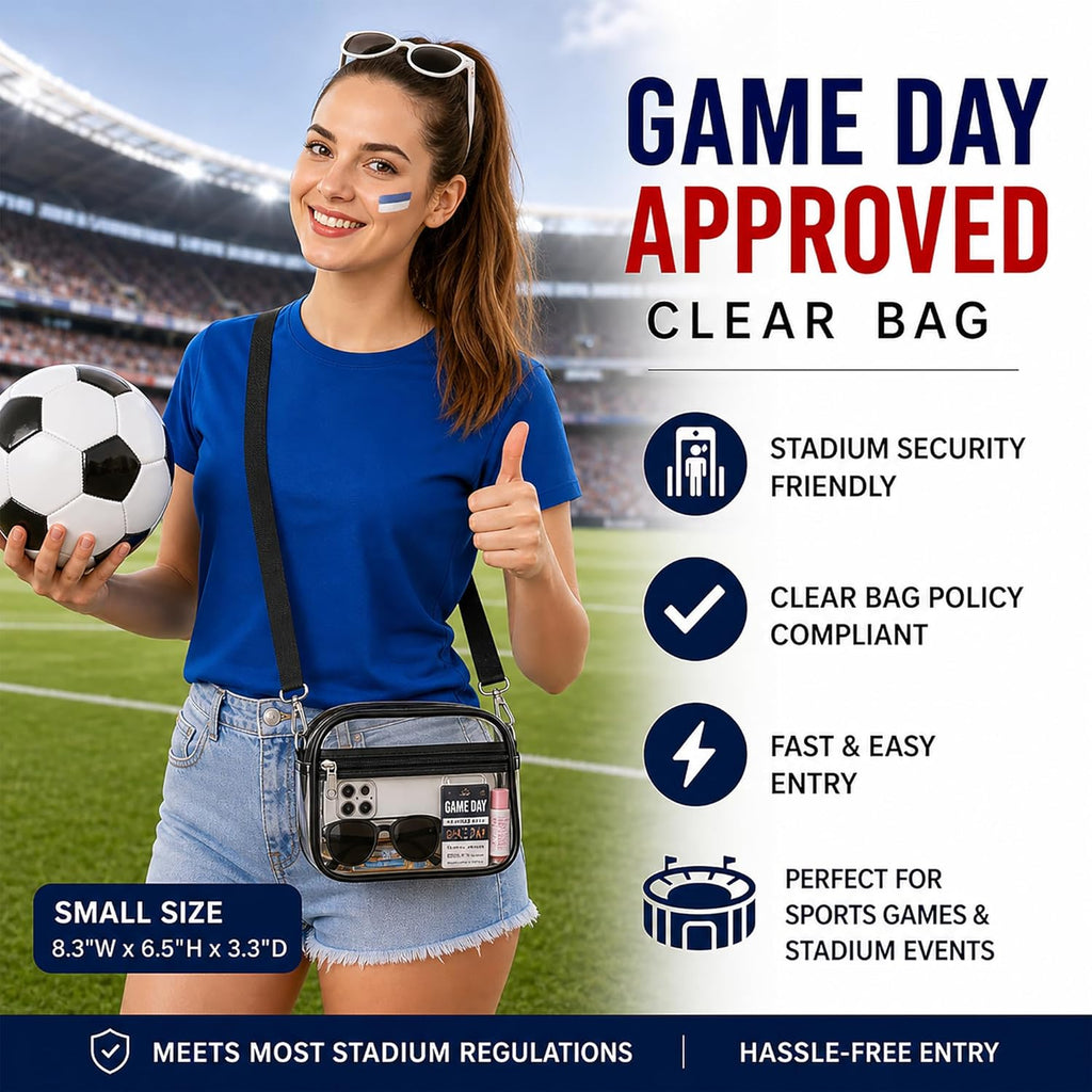 Oraben Clear Bag for Stadium Events Clear Purse Stadium Bag Satchel Handbags for Sports Events Concerts Festivals | Stadium Approved, Waterproof, Stylish, Sturdy