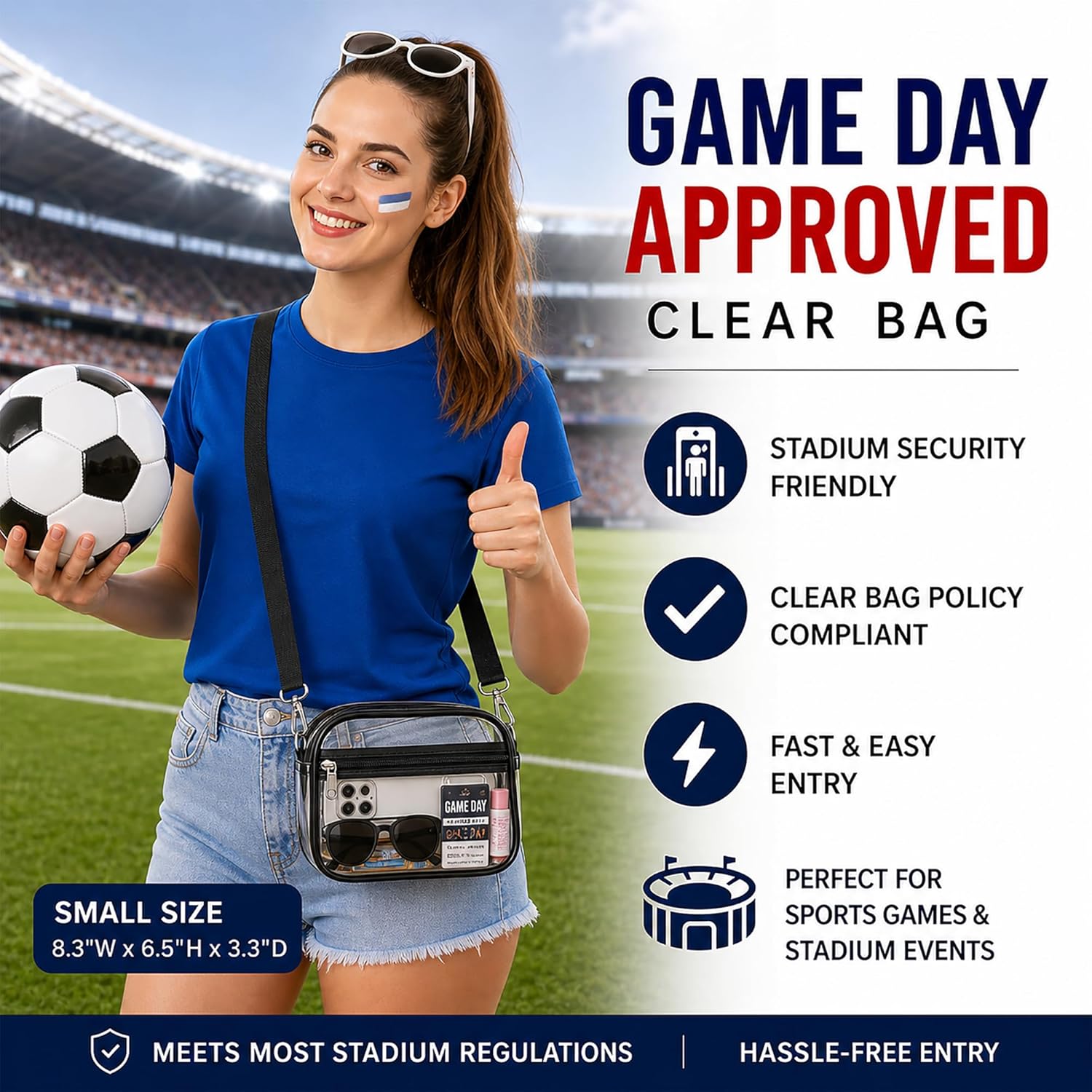 Oraben Clear Bag for Stadium Events Clear Purse Stadium Bag Satchel Handbags for Sports Events Concerts Festivals | Stadium Approved, Waterproof, Stylish, Sturdy