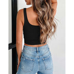 Zeagoo Women'S Square Neck Sleeveless Crop Tops 2026 Cute Double Layer Casual Slim Fit Trendy Tank Tops