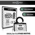 Clothing Moth Traps - 8 Pack - Non Toxic Moth Traps For Clothes With Pheromone Attractant - Odorless Sticky Trap For Closet, Carpets