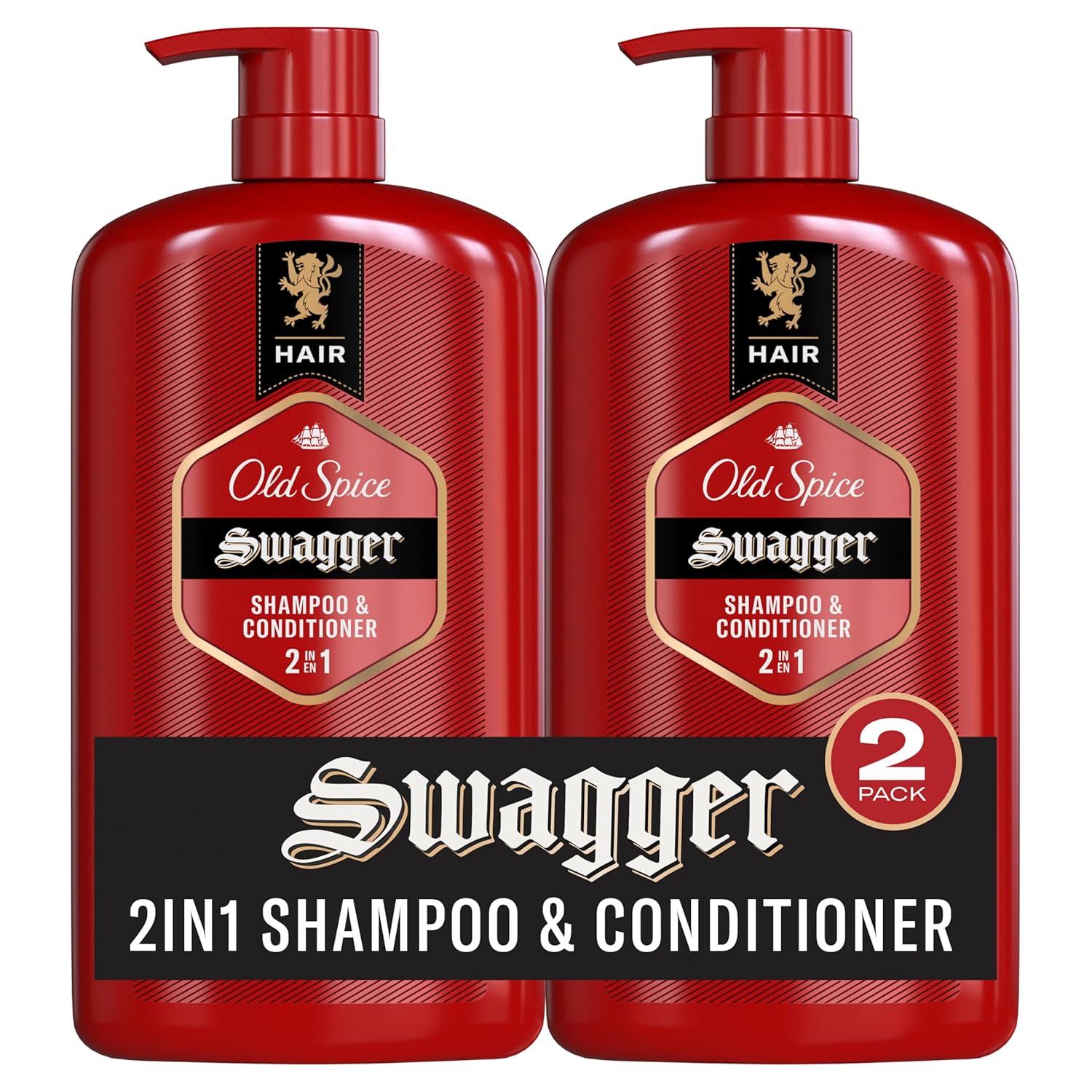 Old Spice Mens 2-in-1 Shampoo and Conditioner Set, Swagger, Cedarwood Lime Scent, For All Hair Types, Healthier, Fuller, More Moisturized Looking Hair, Barbershop Quality, 29.2 fl oz Each, Twin Pack
