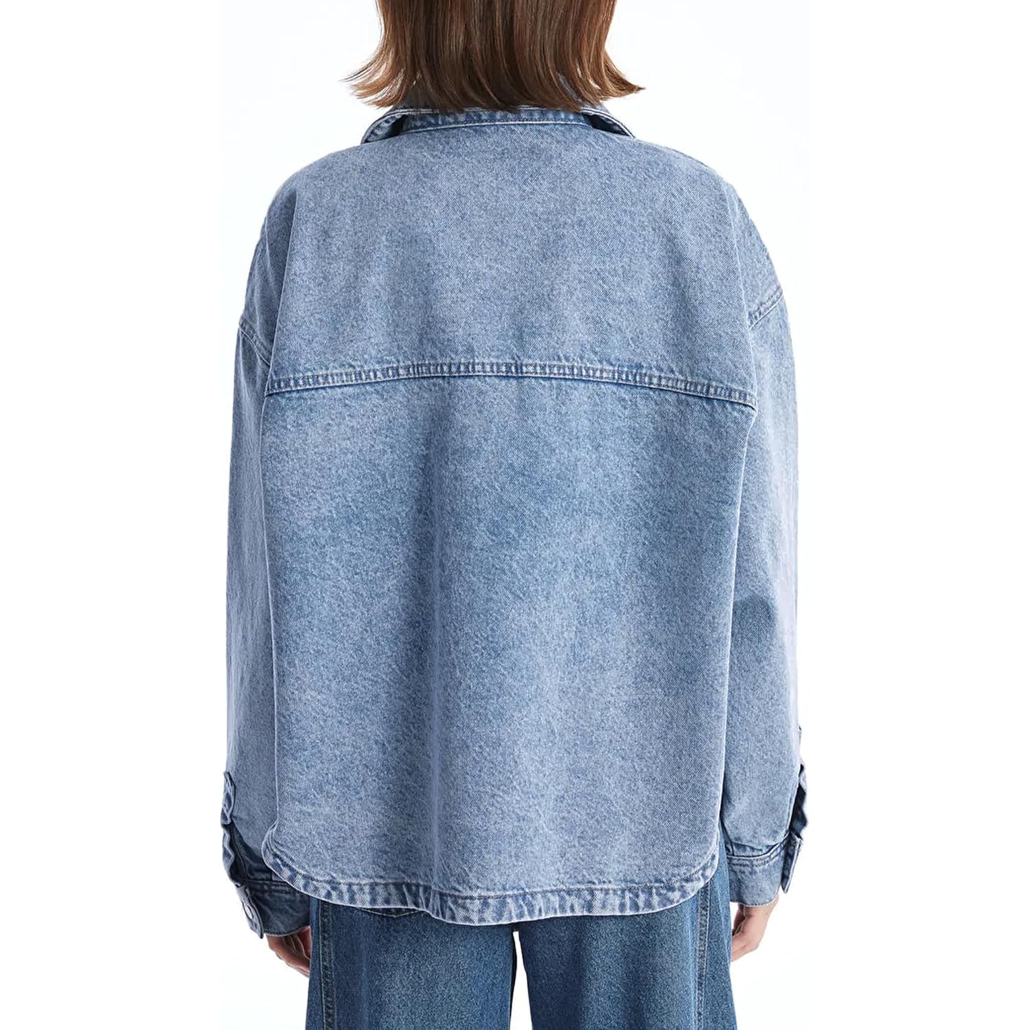 Jean Jackets For Women Trendy Button Up Denim Shirt Jacket Oversized Long Sleeve Coat Fashion Clothes With Pockets