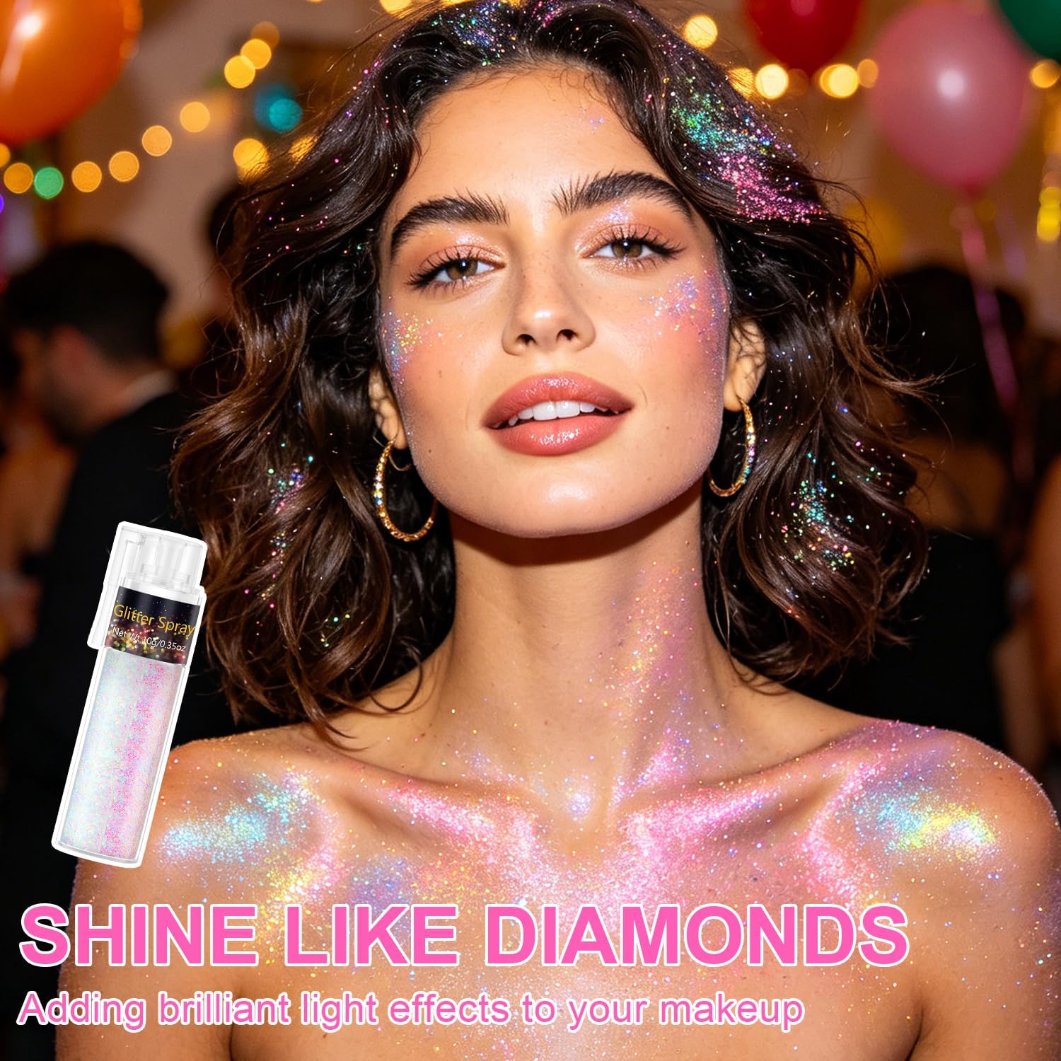 1Pc Hair And Body Glitter Spray, Shimmering Powder Sparkle Powder Makeup, Glitter Loose Sparkle Makeup For Body Highlighter,Festival Prom Rave Accessories，10G (Pastel)