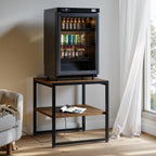 Tatub 20In End Table With Charging Station, Rustic Brown Square Side Table With Usb Ports & Outlets, Versatile Mini Fridge Table Printer Stand Nightstand For Bedroom Living Room
