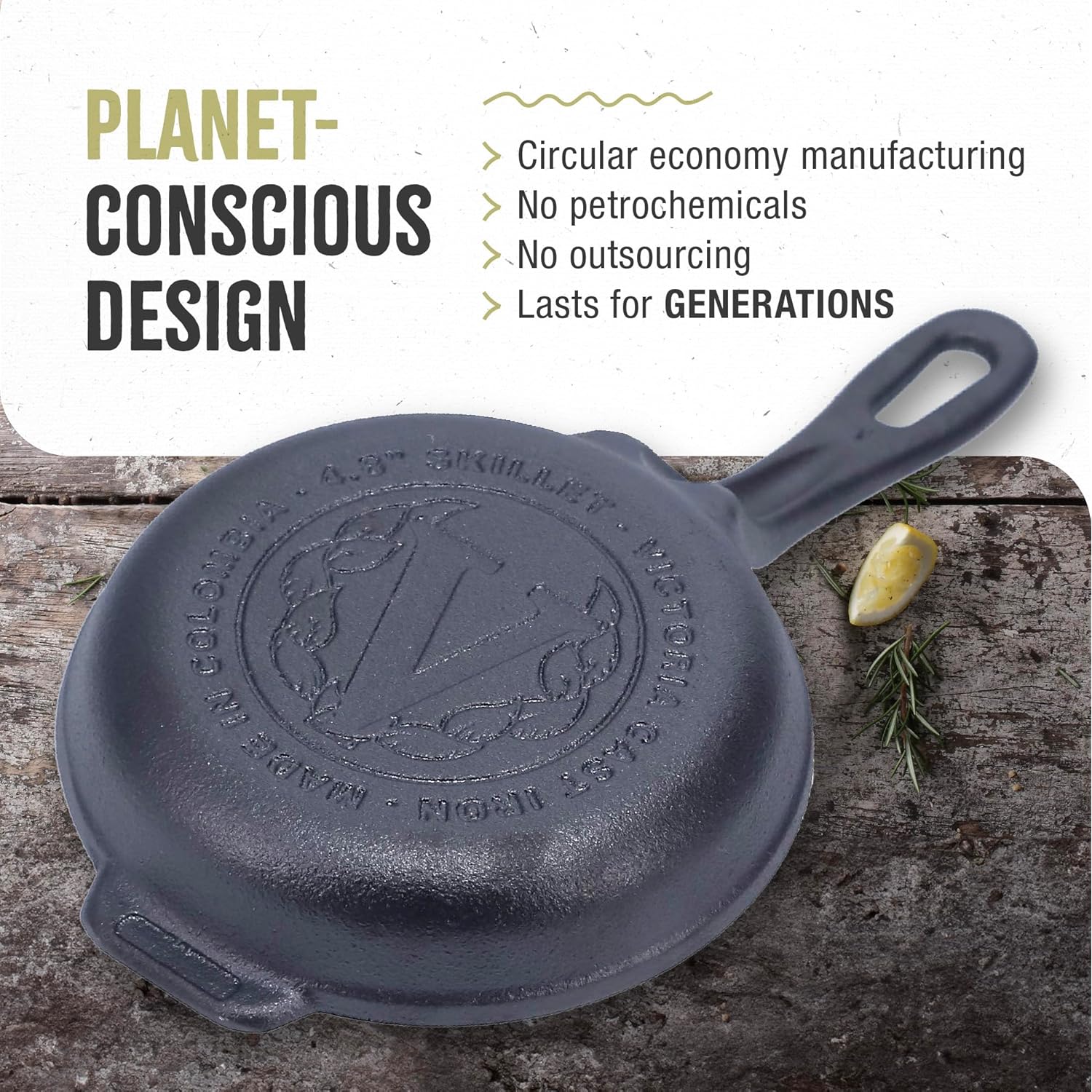 Victoria 4-Inch Cast Iron Skillet, Pre-Seasoned Cast Iron Frying Pan with Long Handle, Made in Colombia