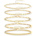Gokeey Gold Bracelets Set for Women Non Tarnish Trendy,14K Gold Plated Dainty Stackable Paperclip Cuban Link Chain Bracelets, Simple Cute Cuff Bracelets Jewelry Set Adjustable 7"+2"