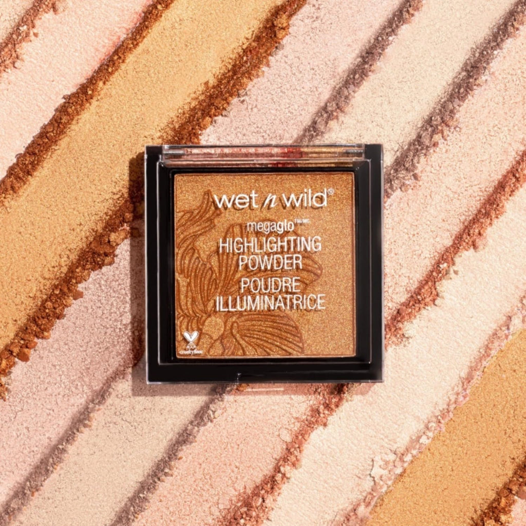 wet n wild MegaGlo Highlighting Powder, Highlighter Makeup, Shimmer Glow, Pink Rose Gold Blossom Glow
