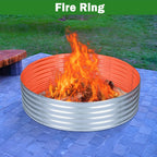 4X4X1Ft Round Raised Garden Beds Outdoor Steel Fire Pit Ring Flower Planter | Large Galvanized Metal Above Ground Boxes Kit For Gardening Vegetables Outside