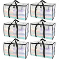 Baleine 6-Pack Oversized Moving Bags With Reinforced Handles, Heavy-Duty Storage Tote For Clothes, Moving Supplies (Clear, 6-Pack)