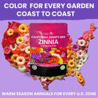 Naturez Edge Zinnia Seeds For 2026 Planting Outdoors, Over 4000 Flower Seeds, 1 Oz, Non Gmo Made In Usa, Bulk Semillas De Flores Para Sembrar, California Giants, Easy To Grow Zinnia Seed Mix