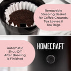 Homecraft Electric Iced Tea Maker For Sweet Tea And Cold Brew Coffee, Double Insulated Pitcher, Black, Small