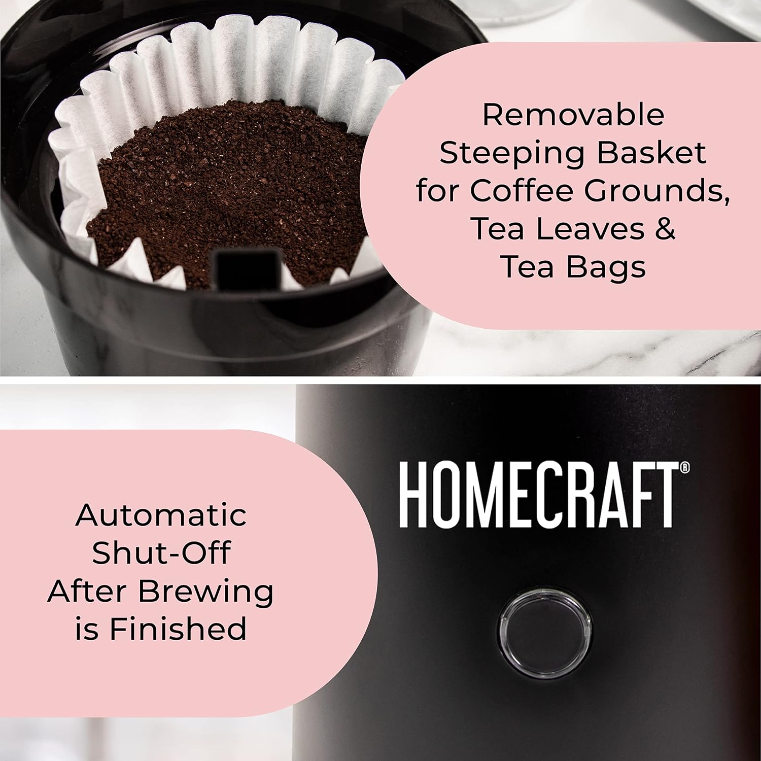 Homecraft Electric Iced Tea Maker For Sweet Tea And Cold Brew Coffee, Double Insulated Pitcher, Black, Small