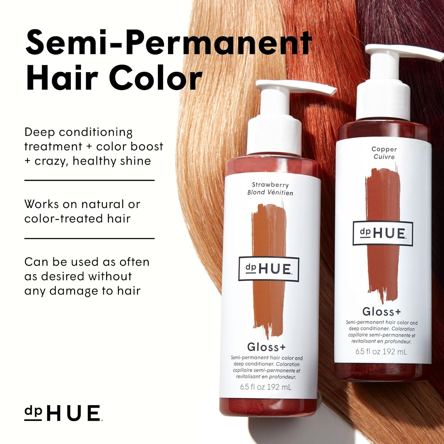 dpHUE Gloss+, Copper - Boosts Fading & Faded Hair Color - 8-12 Applications per Bottle - Lasts Up to 8 Washes