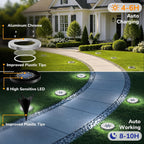 4.6 Inch Solar Lights Outdoor Waterproof,12 Pack Solar Lights For Outside, Solar Garden Lights Landscape Lighting For Patio Pathway Lawn Yard Deck Driveway Walkway, Cold White