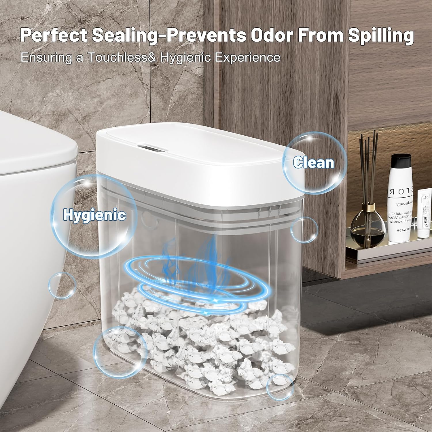 Small Trash Can For Bathroom, 3.5 Gallon Automatic Touchless Trash Can With Lid,Motion Sensor Slim Garbage Can Waterproof Trash Bin Waste Basket For Bedroom, Kitchen