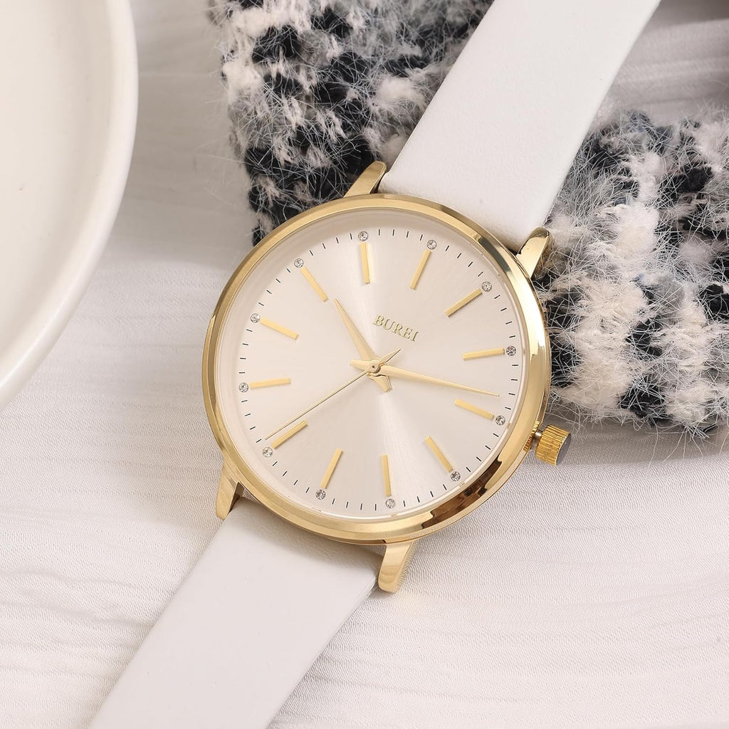 BUREI Women Wrist Watches Large Face Fashion Minimalist Analog Leather Quartz Waterproof Watches for Women, Mothers Day Gifts for Mom