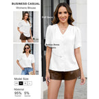 Womens Dressy Casual Blouses Puff Short Sleeve Button Down Shirts Business Work Summer Tops 2026