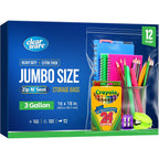 12 Large Storage Bags With Zipper Top - 3 Gallon Size, 16" X 18", Extra Large Plastic For Clothes, Travel, Moving, Large Reusable Freezer Bags, Bpa-Free, 2-Mil Thick