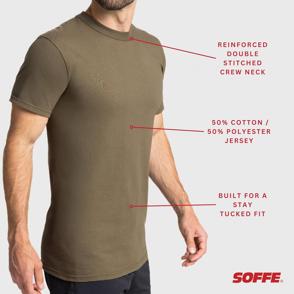 Soffe Men'S 3 Pack - Usa Poly/Cotton Military Tee