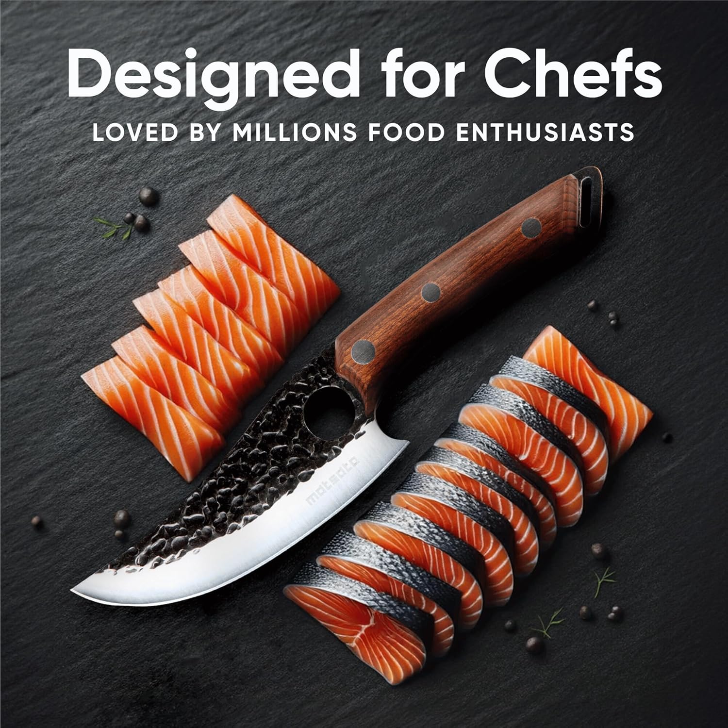 Matsato Chef Knife - Perfect Kitchen Knive for Cooking, Chopping. Japanese Steel Knife for Home, BBQ. For Balance & Control, 6.3 Inch, Ideal Father’s Day Gift for Dad, Husband, or Grandpa
