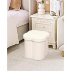 B Fsobeiialeo Storage Ottoman Cube, Flowers Shaped Ottomans With Storage Foot Stool Footrest For Lving Room, Boucle Ottoman Seat For Dorm Room,Faux Teddy Fur,White 12.6"X12.6"X12.6"