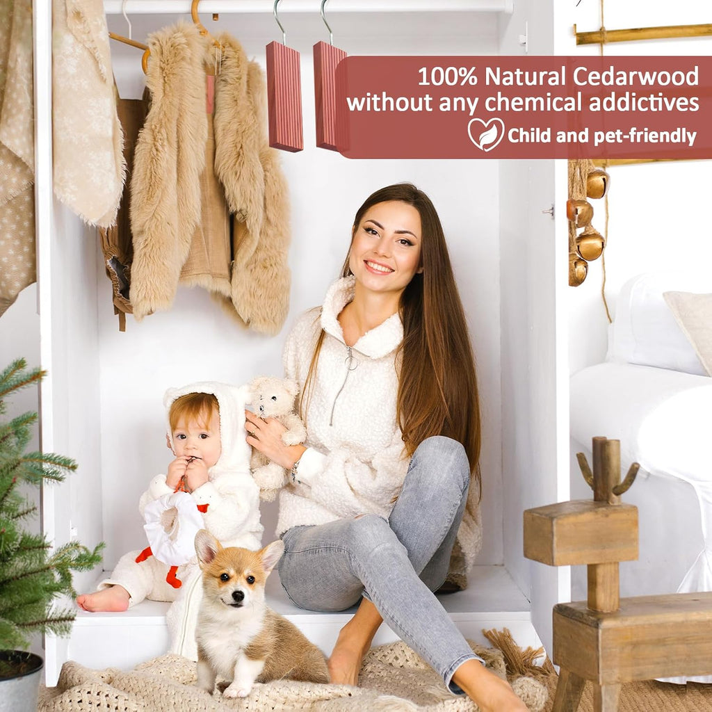 Cedar Blocks For Clothes Storage 56 Pcs, 100% Aromatic Planks With Metal Hooks, Cedar Wood Chips And Balls For Closets And Drawers, Fresh Scented Sachets