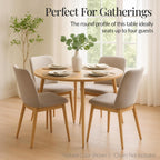 Best Choice Products Round 35.5In Dining Table For 4 W/Sturdy Wood Finish Steel Legs, Mid Century Modern, Space-Saving, Small Space Circle Dinette For Home, Kitchen, Apartment - Medium Brown