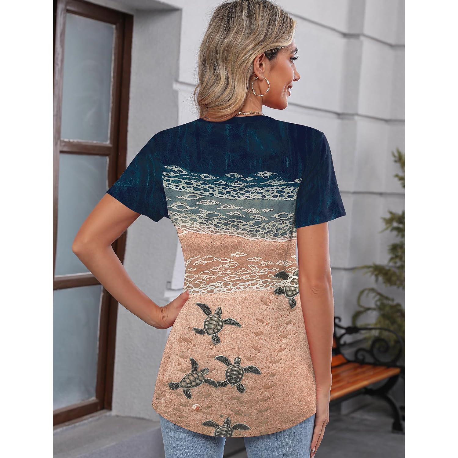 Tcot Women'S Tops Summer Short Sleeve Crew Neck Shirts Dressy Casual Blouses For Women S-3Xl