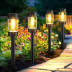 Solar Lights Outdoor, 12 Pack Waterproof Solar Landscape Lighting For Pathway Garden Yard Path Walkway Driveway Lawn Patio Outside Decor, Warm White