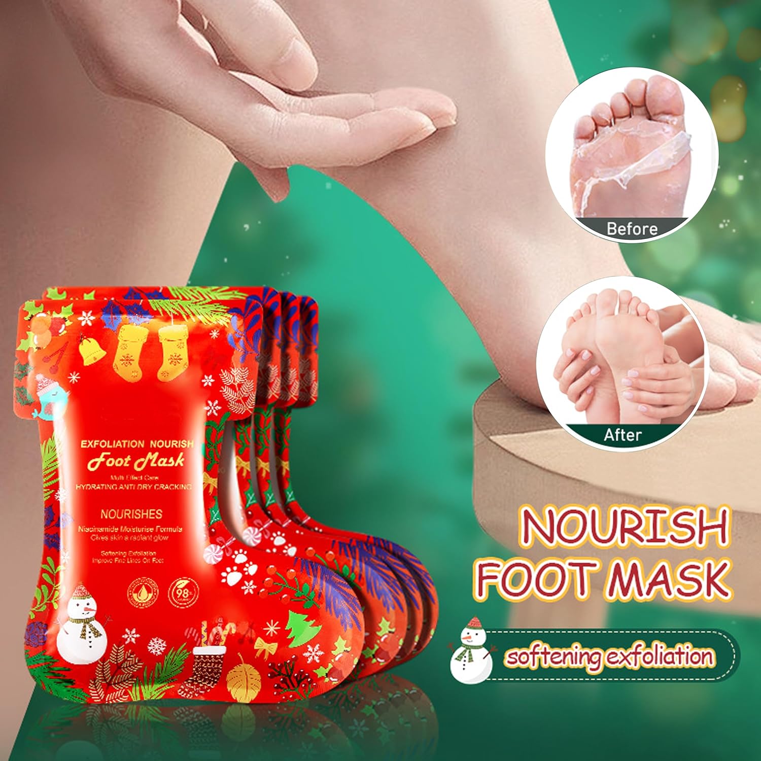 LAKSMI Christmas Hand Foot Masks Set for Women Teen Girls Selfcare Spa Stocking Stuffers Hydrating Repair Moisturizing Gloves Socks (10PCS)