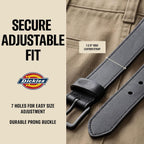Dickies Mens Genuine Leather Belt – Durable Casual Style, Regular & Big And Tall Sizes