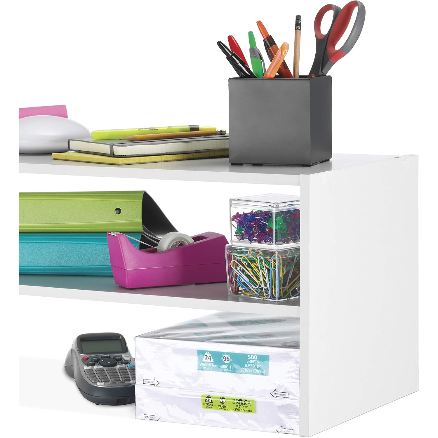 Whitmor Stackable 31" Extra Wide 2-Shelf Storage Organizer, White