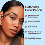 Revlon ColorStay Eyebrow Pencil with Spoolie Brush, Waterproof, Hair-Like Strokes for Natural Looking Brows, 210 Soft Brown, 0.021 oz