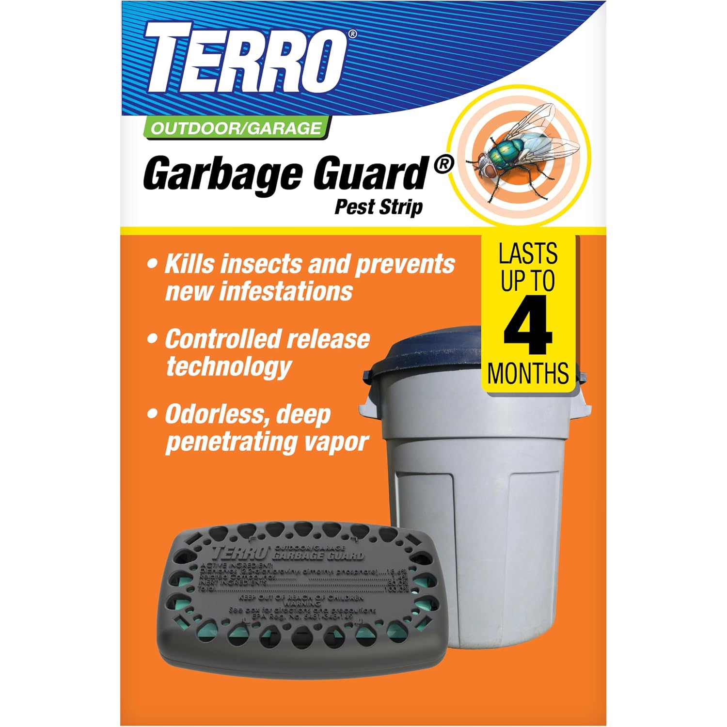 Terro Garbage Guard Trash Can Insect Killer, 1-Pack | Kills Flies, Roaches, Maggots, Beetles, And Insects, 4-Month Long-Lasting Protection For Outdoor Pest Control & Bug Barrier