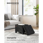 Songmics Storage Ottoman, Small Ottoman Foot Rest With Legs, 12.6 X 15.7 X 13.2 Inches Foot Stool, Load Up To 660 Lb, For Living Room, Bedroom, Dorm, Ink Black Ulsf012B01