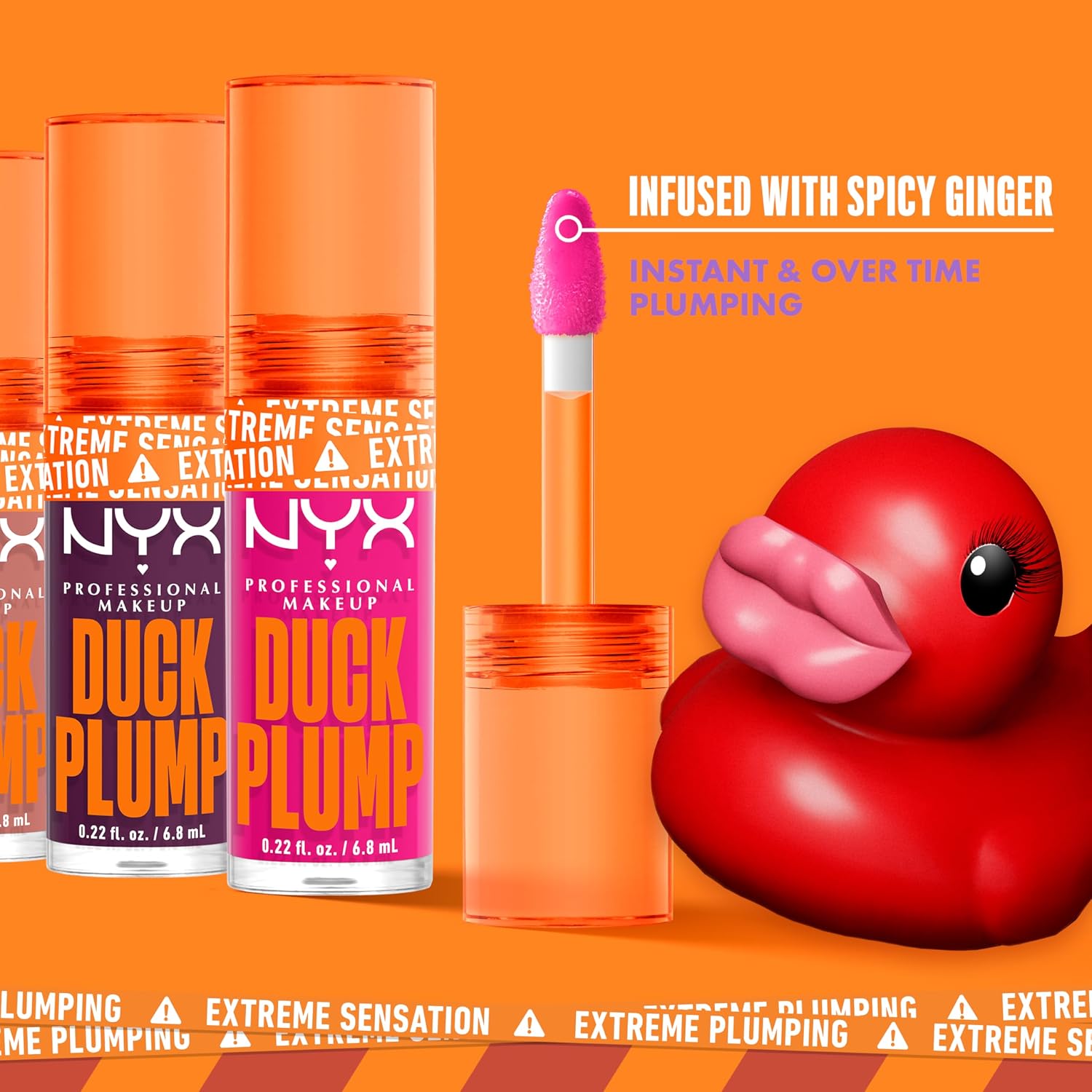 Nyx Professional Makeup Duck Plump High Pigment Lip Gloss, Lip Plumper Gloss With Spicy Ginger - Brown Of Applause
