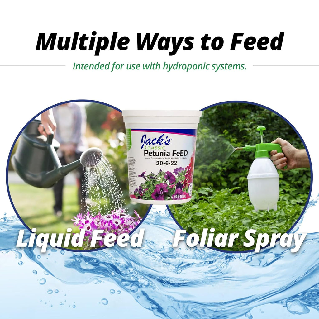 Jack'S Classic 20-6-22 Petunia Feed Water-Soluble Fertilizer With Micronutrients, 1.5Lbs - Provides Lush Green Annuals