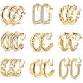 THUNARAZ 9 Pairs Clip on Earrings for Women 14K Gold Plated Chunky Hoop Clips Earring Trendy Clip on Hoop Earrings for Women Non-Pierced Fake Jewelry