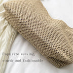 Casual Beach Tote Bag, Straw Beach Bag Fashion Shoulder Bag Crossbody Bag, For Beach Picnic Vacation