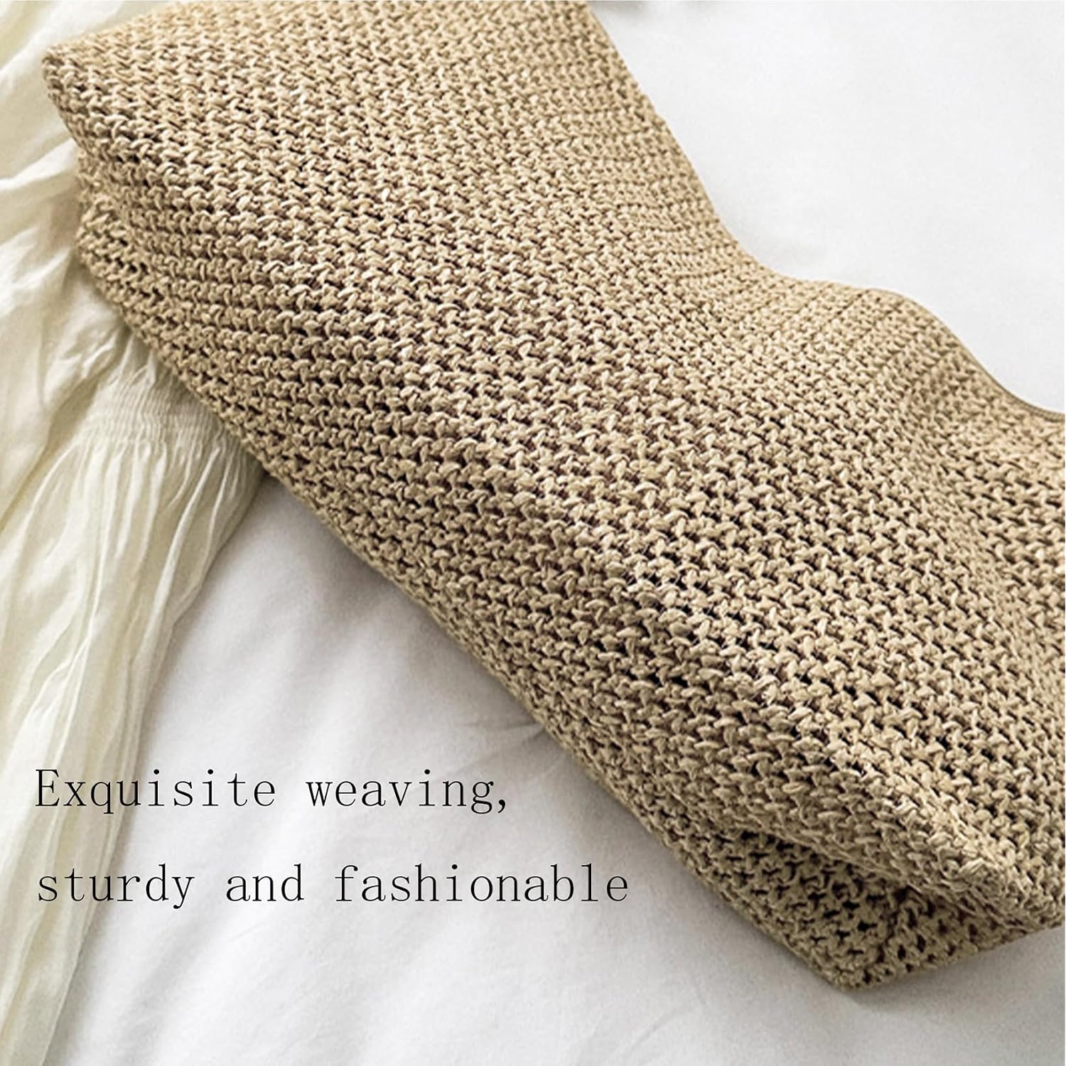 Casual Beach Tote Bag, Straw Beach Bag Fashion Shoulder Bag Crossbody Bag, For Beach Picnic Vacation